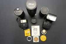 Lot of Vintage Camera Lenses, Flash, Glass Filter, Adapter Ring, Tele Converter