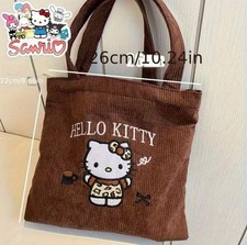Hello Kitty Cute Brown Color Capacity Fleece Handbag Zip Closure