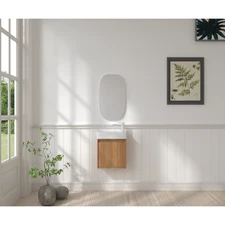 16" Small Bathroom Vanity Wall Mounted Small Acacia Solid Wood Bathroom Vanity