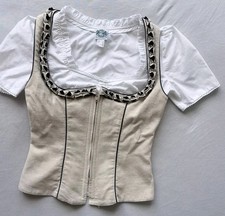Hammerschmid Trachten Set Women US 2 XS Linen Bavarian Mieder Top Blouse German