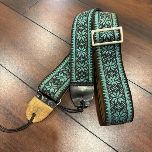 Vintage Bobby Lee Guitar Strap No-Scratch Green Starburst Woven USA Made 