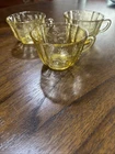 Vintage Federal Yellow Depression Glass Tea Cup Coffee Mug Set of 3 Madrid
