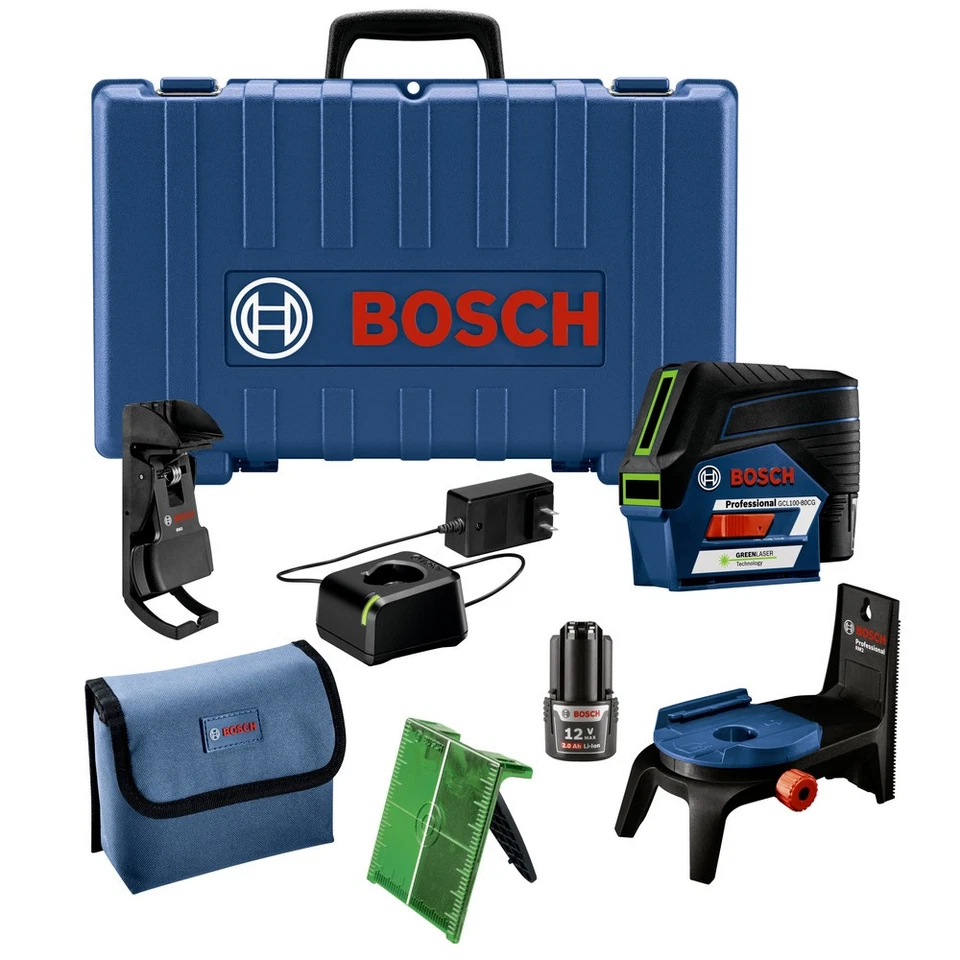 Bosch GCL10080CGRT 12V MAX haz verde línea cruzada láser certificado reacondicionado