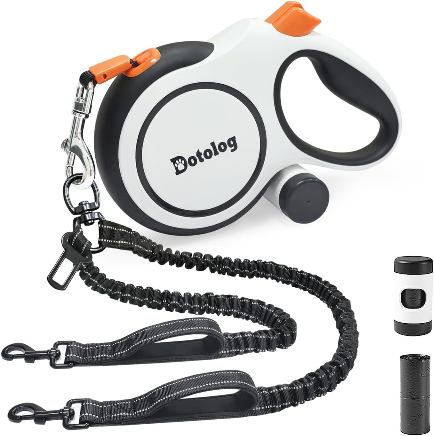 2-In-1 Retractable Dog Leash - Dotolog 26Ft Extendable Lead with Bungee Leads fo