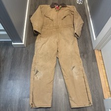 Vintage Dickies Coveralls Mens 42/44 Brown Duck Canvas Insulated Quilt Lined