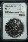 1988 American Silver Eagle S$1 - NGC MS 69