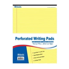 BAZIC 50 Ct. 8.5" X 11.75" Canary Perforated Writing Pad,Other School Supplies