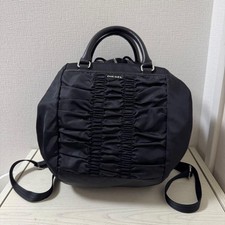 DIESEL 3-Way Backpack Black Gathered Leather Shoulder Handbag Unisex Authentic