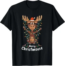 Merry Christmas Elk Christmas Tree Lighted Gift T-Shirt