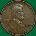 1933 Lincoln Wheat Cent Very Fine VF Coin #35011