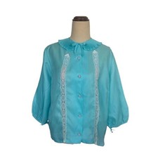 Vintage 1960s Blouse Rare Aqua Pinup