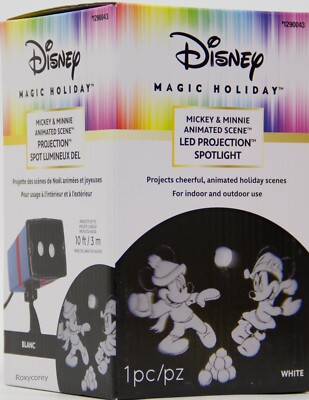 Disney Magic Holiday Mickey & Minnie Animated Scene LED Projection Spotlight NIB