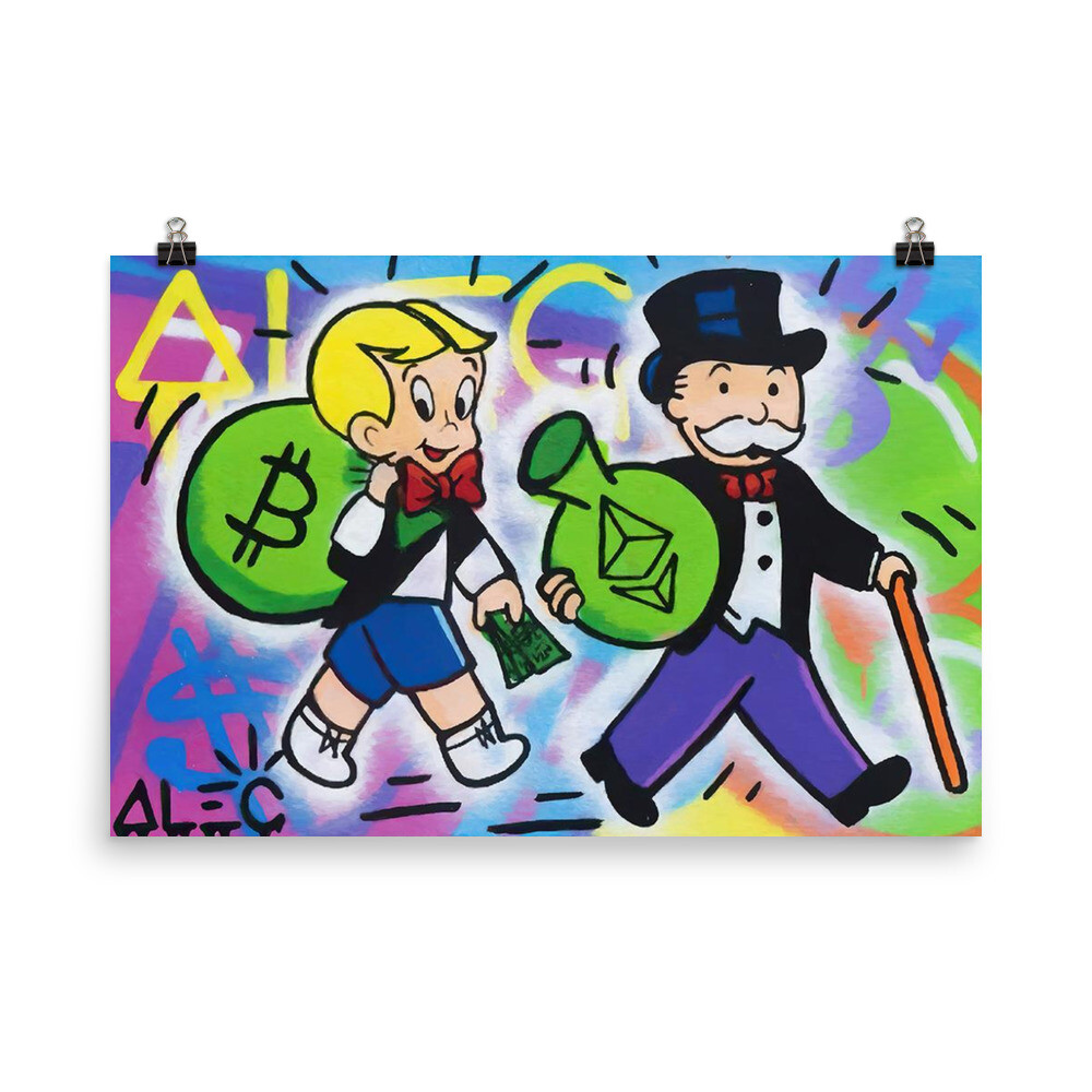 Alec Monopoly Art Mr Monopoly And Richie Rich With Crypto Bag Wall Decor Poster eBay