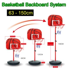 .Height Adjustable Basketball Stand System Hoop Backboard Net Kit for Children