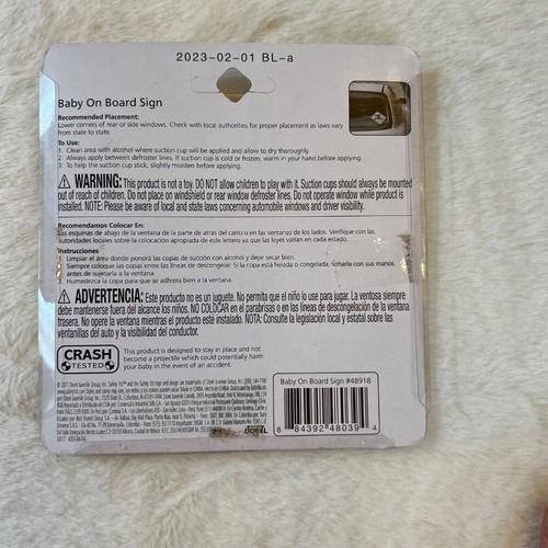 New Safety 1st Baby On Board Sign Car Window Suction Cup Crash Tested Yellow - Picture 2 of 2