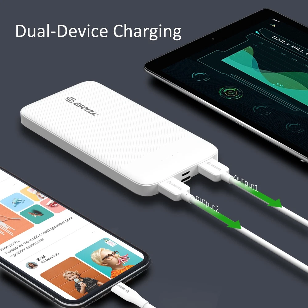 10000mAh Power Bank with Dual USB Fast Charging