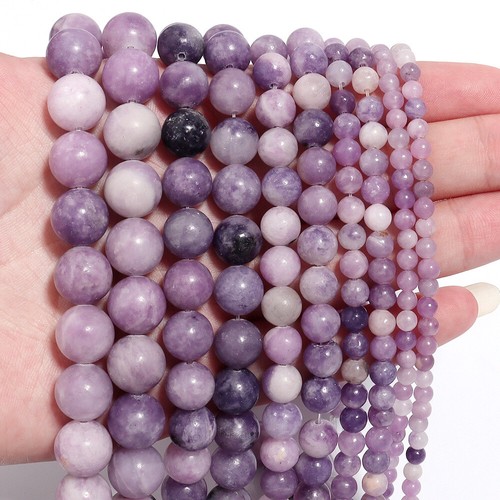 Natural Stone Lavender Chalcedony Round Loose Beads Jewelry Making 4 6 8 10 12mm - Picture 5 of 16