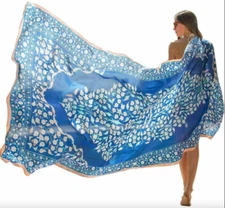 DANA XU 100% Pure Silk Large Size Women Soft Pashmina Shawls and Wraps -Blue