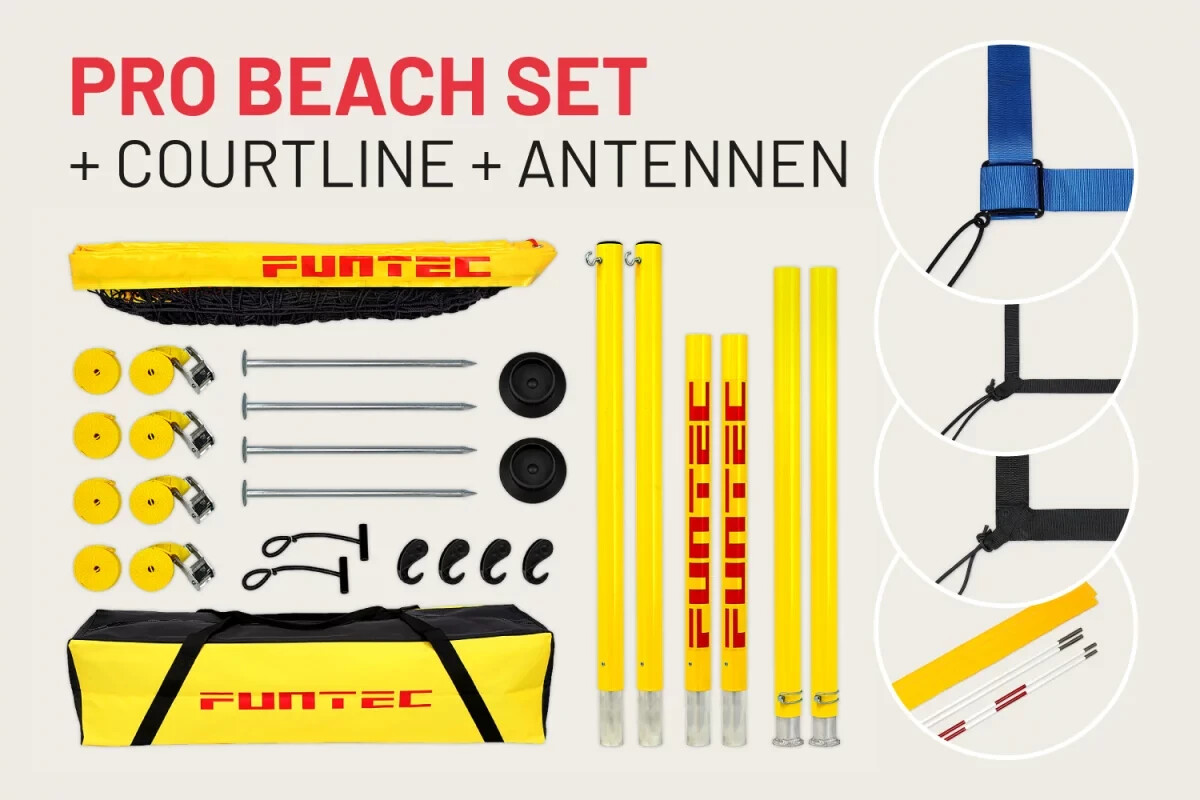 Beachvolleyball - Funtec Pro Beach Set inkl. Courtlines