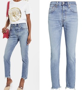 high rise raw hem jeans