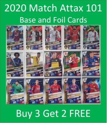 2019-20 Match Attax 101 Soccer Cards Buy 3 Get 2 FREE - Messi, Ronaldo, Haaland