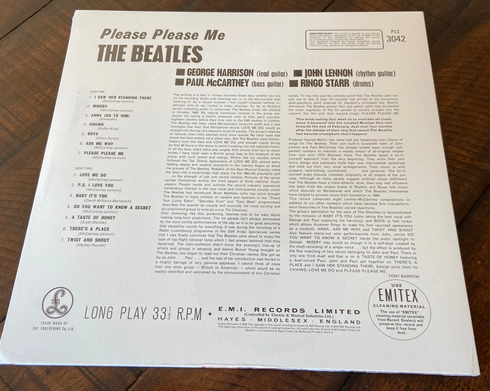 The Beatles PLEASE PLEASE ME Audiophile 180g VINYL 2012 Factory SEALED NEW! - Image 3 of 4