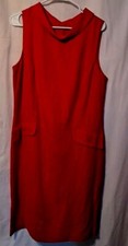 Womans Donna Morgan Red Dress 55% Linen 45% Rayon Size 14 Cowl Neck Button Up