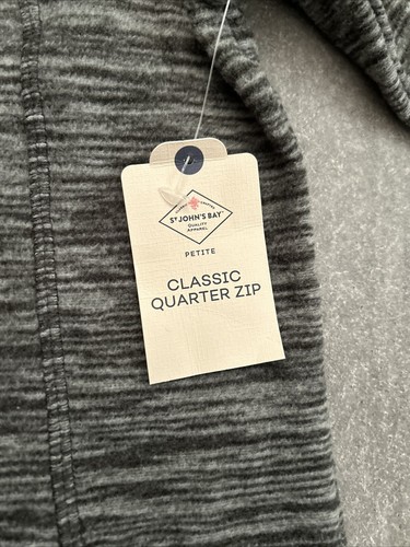 St. John's Bay Classic Quarter Zip, Women's Size Petite M, Gray NWT NEW MSRP $32 - Picture 2 of 9