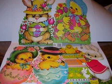 Vintage NOS Easter Cut Out Paper Board Holiday Window Wall Decoration