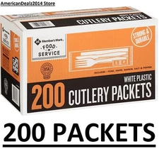 Member's Mark White Plastic Cutlery Packets (200 Ct.) Restaurant, picnics, cater