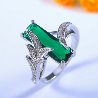 Gorgeous Women 925 Silver Ring Oval Cut Zircon Fashion Wedding Ring Sz 6-10