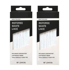 A&R Sports 2 Pack (2 Pairs) Hockey Referee NON-WAXED Skate Laces | Solid White