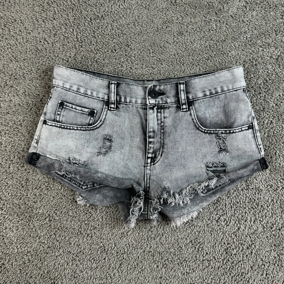 Pantalones Cortos Bullhead Para Mujer 5 Gris Corte Holgado Tiro Medio Bolsillo 2 En Entrepierna Damas Foto 2 de 4