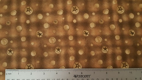 Haunted Hollow II BTY Jacqueline Paton Red Rooster Tonal Brown Circle Star - Picture 2 of 3