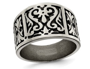 Mens Titanium Flat Casted Band Ring (14mm) - Click1Get2 Promotions