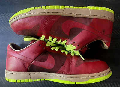 2005 Vintage Nike Dunk Low 1 Piece Laser Red Chartreuse 311611-661 