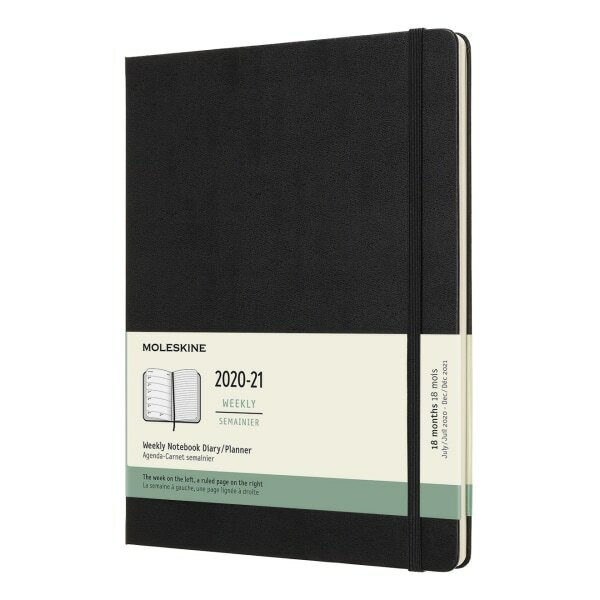 Moleskine 202021 Weekly Planner 18m Extra Large Black Hard Cover (7.5