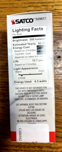 Satco S29877 - 4.5W Torpedo 40W Candelabra LED Warm White - Picture 3 of 4