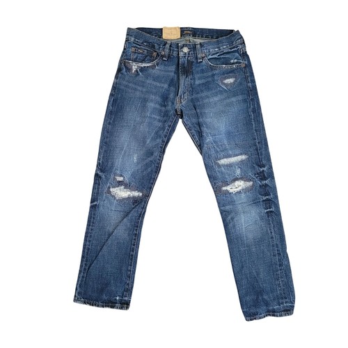 Polo Ralph Lauren Mens Varick Slim Straight Jeans 30x30 Distressed Denim