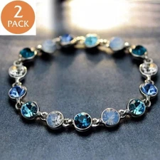 Charm 925 Silver Plated Zircon Bracelet Adjustable Bangle Women Wedding Jewelry