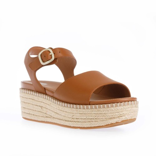 Sandalias de cuña para mujer Fit Flop Eloise alpargata correa trasera en marrón - Imagen 2 de 5