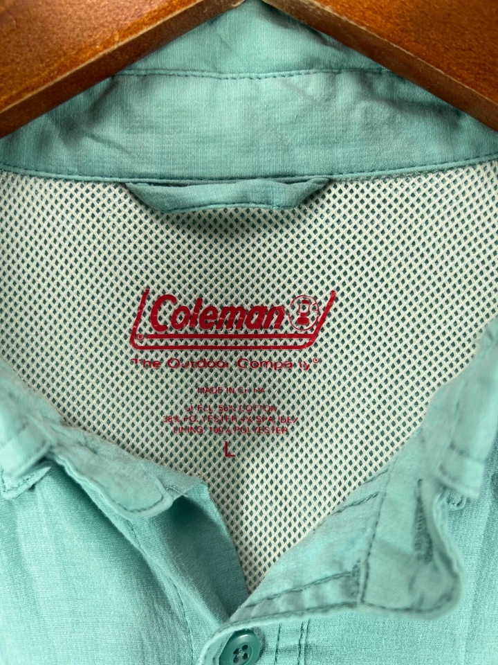 Camisas Coleman Para Hombre Grandes Pesca Ventiladas Manga Corta Abotonadas Azul Exterior Foto 3 de 4