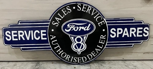VINTAGE FORD SALE SERVICE AUTHORISED  PORCELAIN ENAMEL SIGN 39×17 INCHES BIG