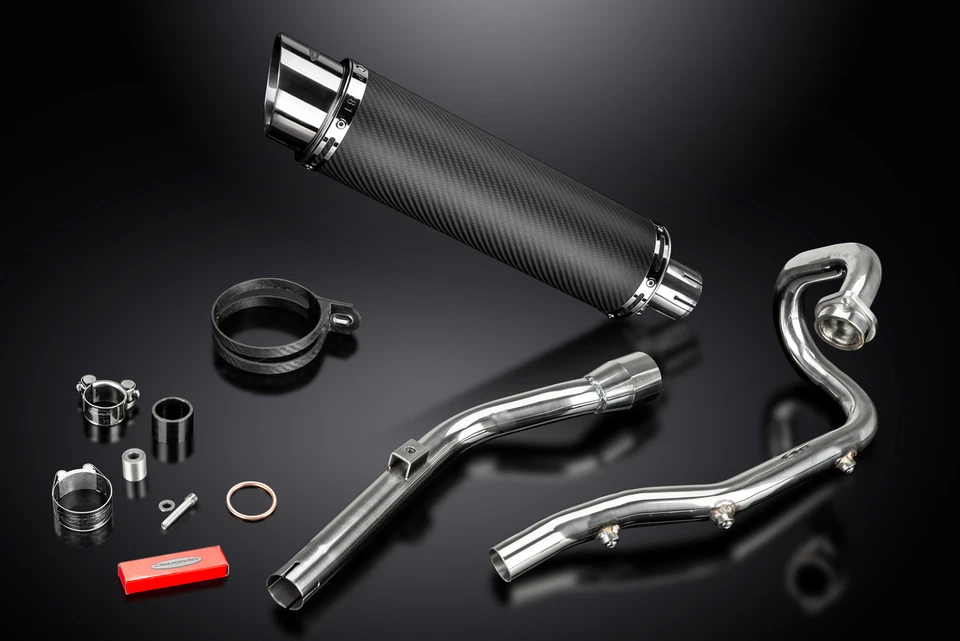 Silenciador de carbono redondo de 14" escape completo Yamaha XT225 Serow 1986-2007 Foto 4 de 4