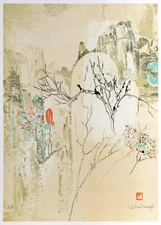 Lebadang (aka Hoi), Tree and Mountain Landscape, Lithograph, signed and numbered