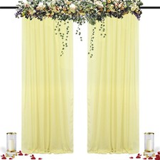 96x29 Inch Yellow Sheer Chiffon Backdrop Curtains Wedding Photography 2 PCS