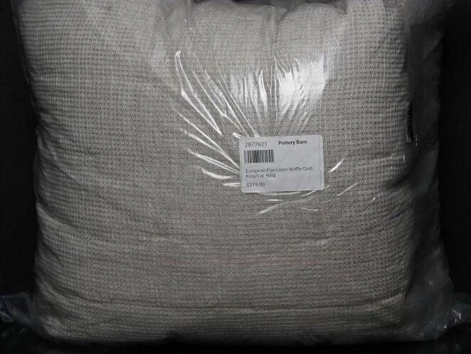 Edredón Waffle Pottery Barn Europeo Lino Lino, King/Cal.King y 2 fundas King Nuevo Foto 2 de 4