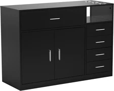 Salon Station Free Standing Cabinet Barber Hair Styling Stations with 5 Drawers