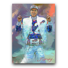 Jim Kelly #8 Art Card Limited 38/50 Edward Vela Signed (Buffalo Bills)