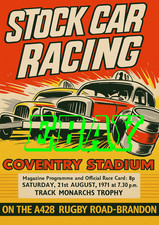 Coventry Stadium Stock Car Racing A4 poster print